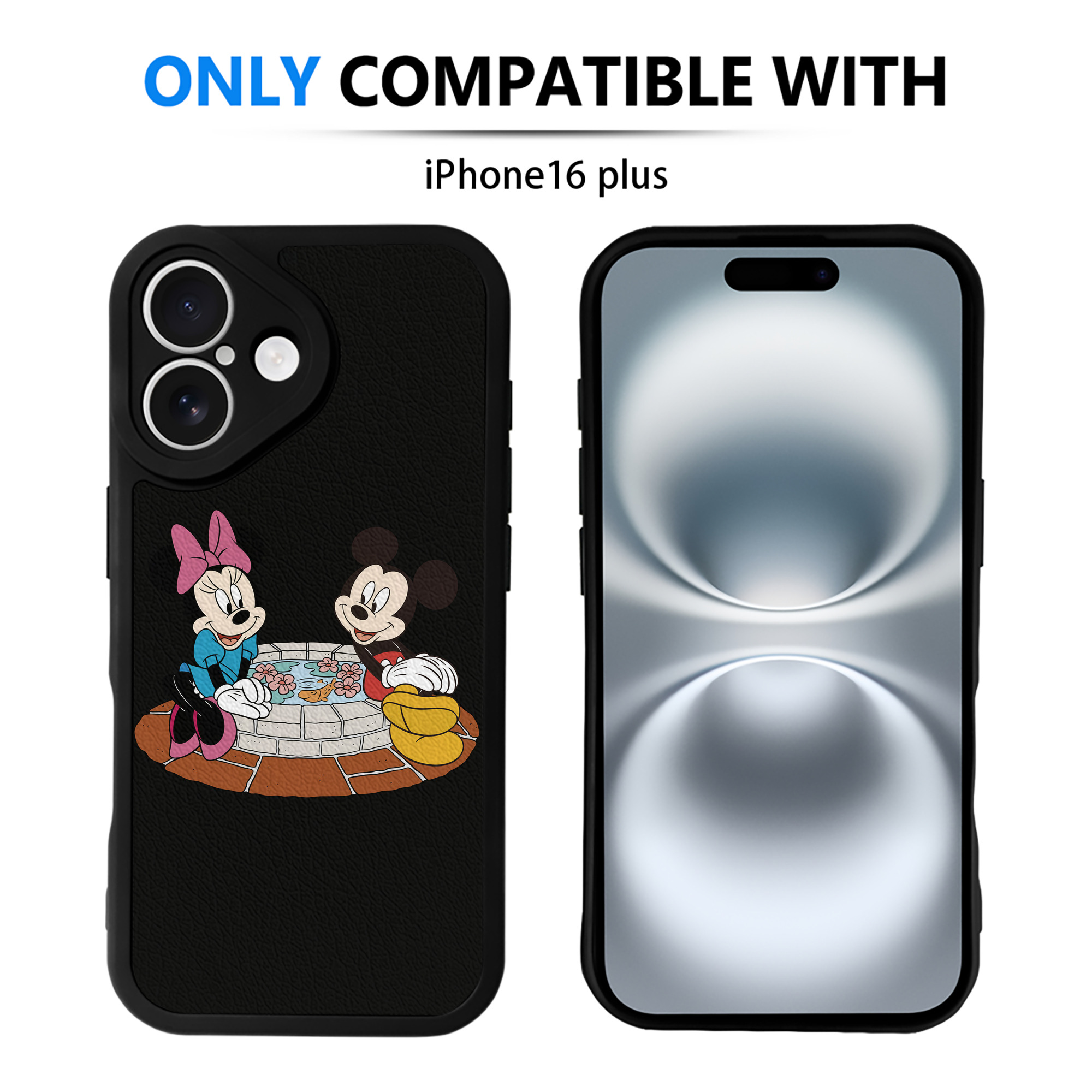 （画像用） ミッキーマウス Mickey Mouse 【iPhone 16シリーズ対応】シリコンスマホケース（レザー調） 材質：シリコン
